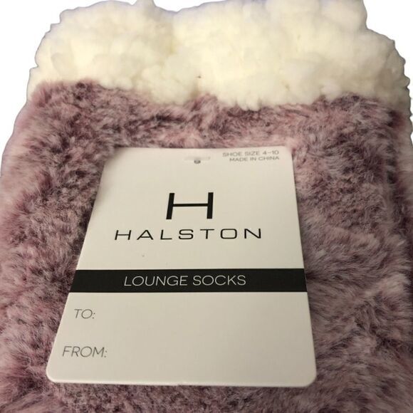 H Halston lounge socks outside soft lilac fur inside faux Sherpa‎ NWT Size 4-10 - Picture 1 of 3